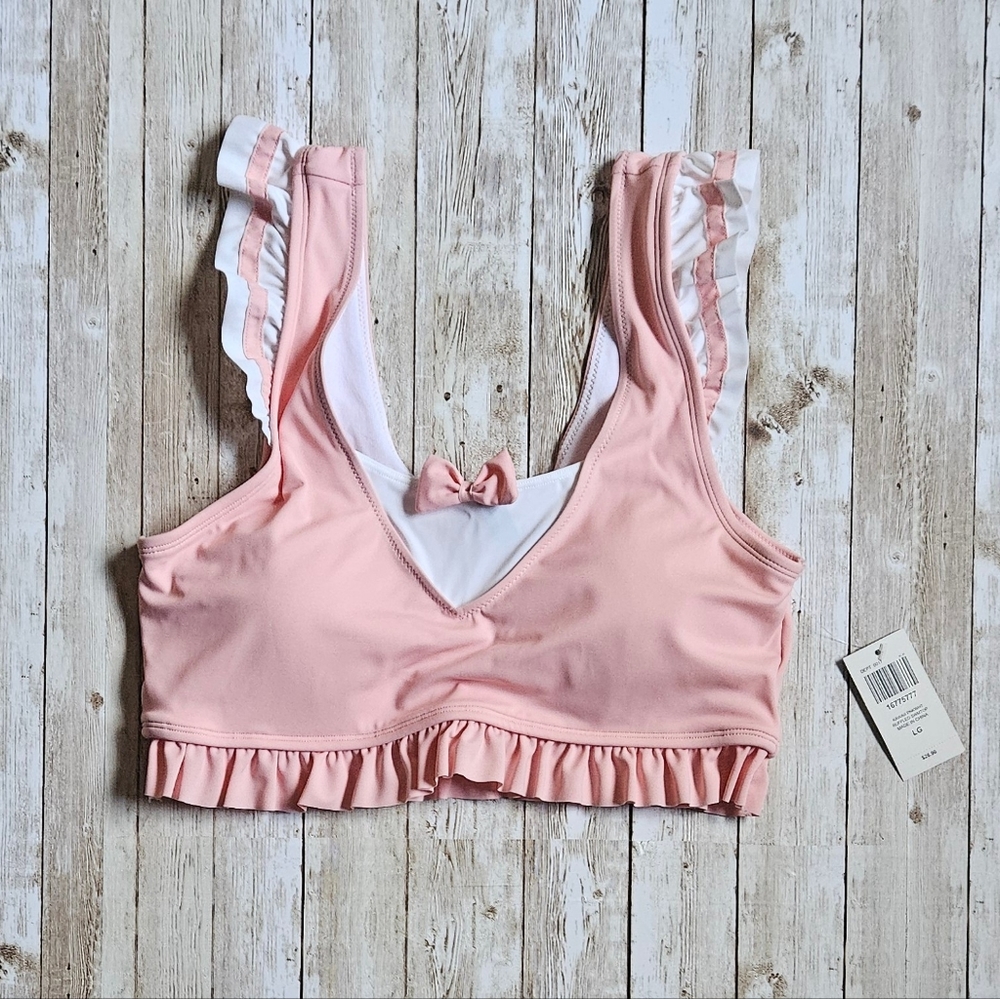 NWT Hot Topic Sailor Ruffle Swimsuit Top SZ L